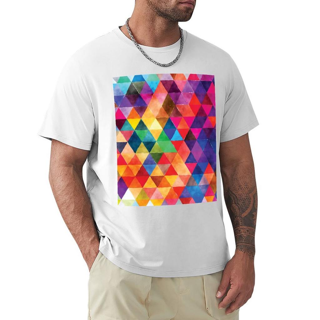 Watercolor Triangles Pattern Bright Colors TShirt Funny tshirt affliction shirts heavyweight t shirts for men