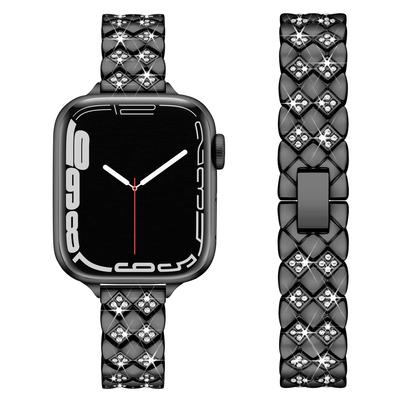 Для Apple Watch Series 10 42 мм/9 8 7 41 мм/SE (2023) SE (2022) SE 6 5 4 40мм/3 2 1 38мм Запасной ремешок с украшением из страз, ремешок для часов из цинкового сплава