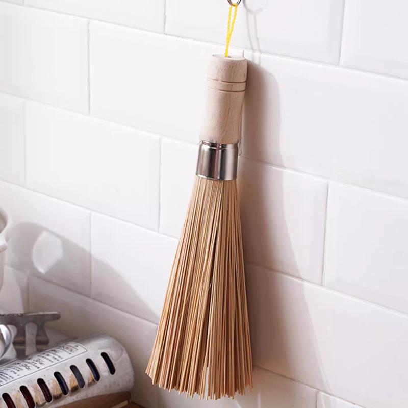 Старая натуральная бамбуковая щетка для мытья кастрюль, прочная бамбуковая щетка для мытья кастрюль, щетка для мытья посуды, щетка для дезинфекции, чистая кухонная щетка для кастрюль