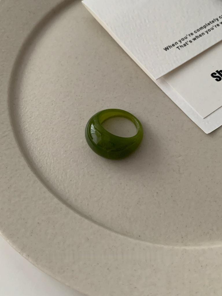 Acetate Resin Ring Wide Curved Band Vintage Minimalist Normcore Statement Index Finger Zircon for Women