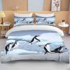 Cute Penguin Bedding 3 Piece Set King Size Double Bed Bedding Set Microfiber or Polyester Duvet Cover Set Kids Bedroom Bed Set
