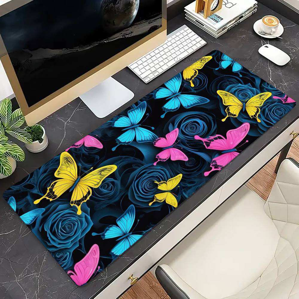 Magical Colorful Butterfly Mousepad Non-slip Suitable For Office Computers Laptops E-sports Game Desk Mats XXL Keyboard