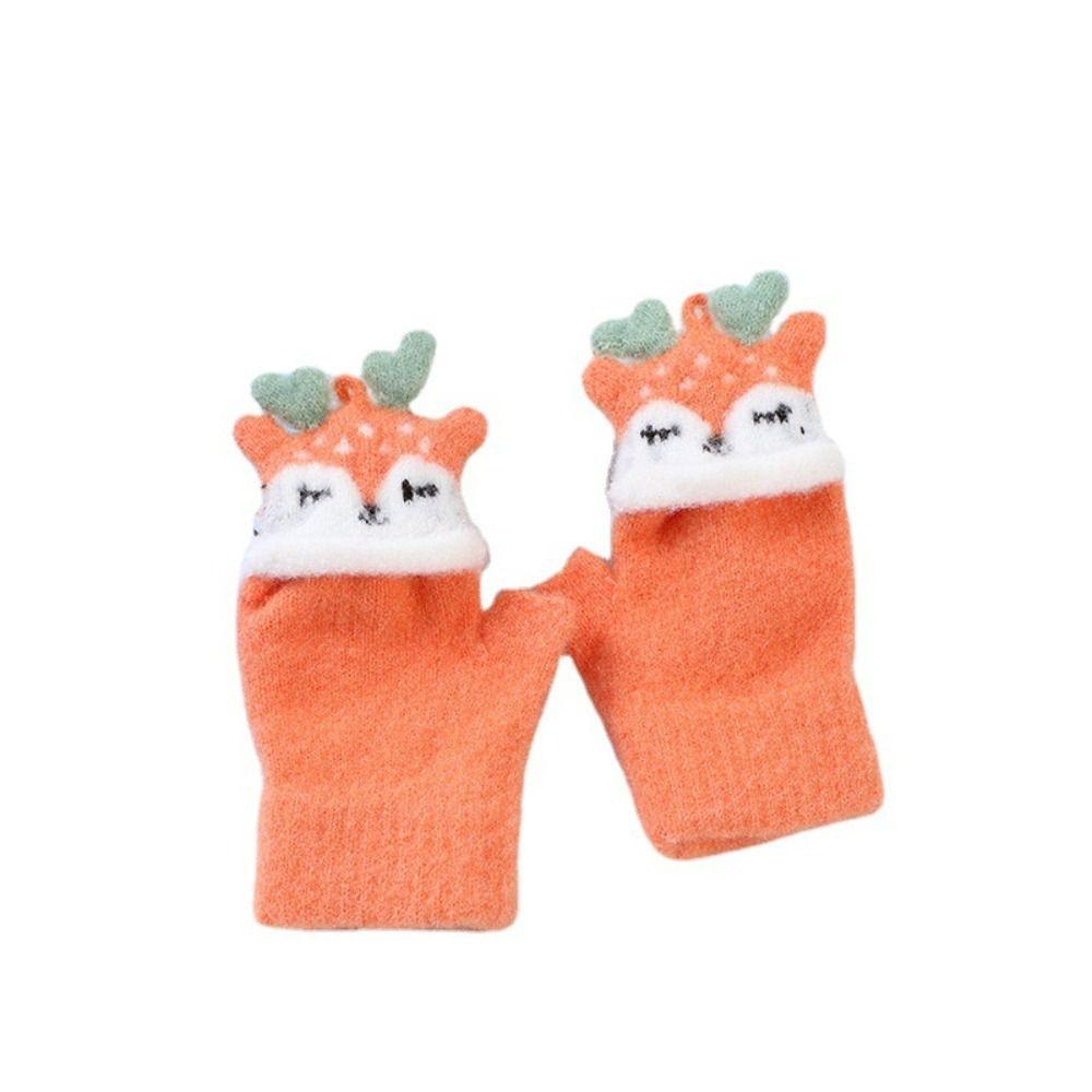 Fingerless Knitting Mittens Thick Mitten Cartoon Kids Gloves Winter