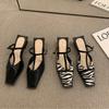 2024 Summer Women Mules Slipper Fashion Shallow Square Toe Slides Outdoor Dress Sandal Women's Sandalias