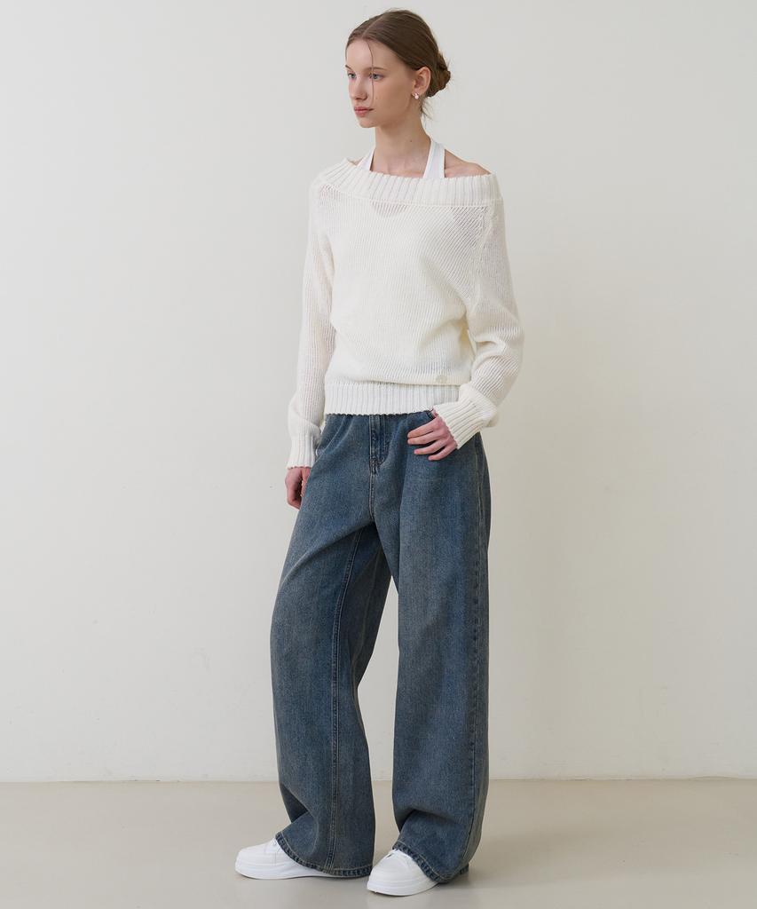 BIBYSEOB Off-Shoulder Pullover Knit Ivory [T61]