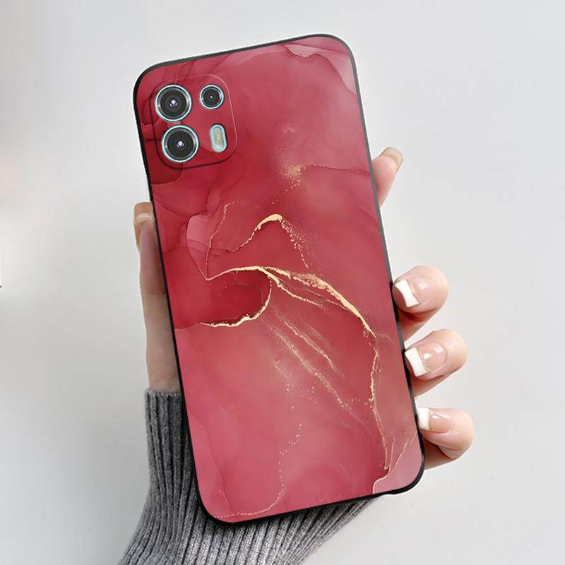 Чехол для Motorola Edge 20 Lite XT2139-1 Красивая Девушка Милое Сердце Кролик Черный ТПУ Силиконовая Задняя Крышка Для Чехла Moto Edge 20 Fusion