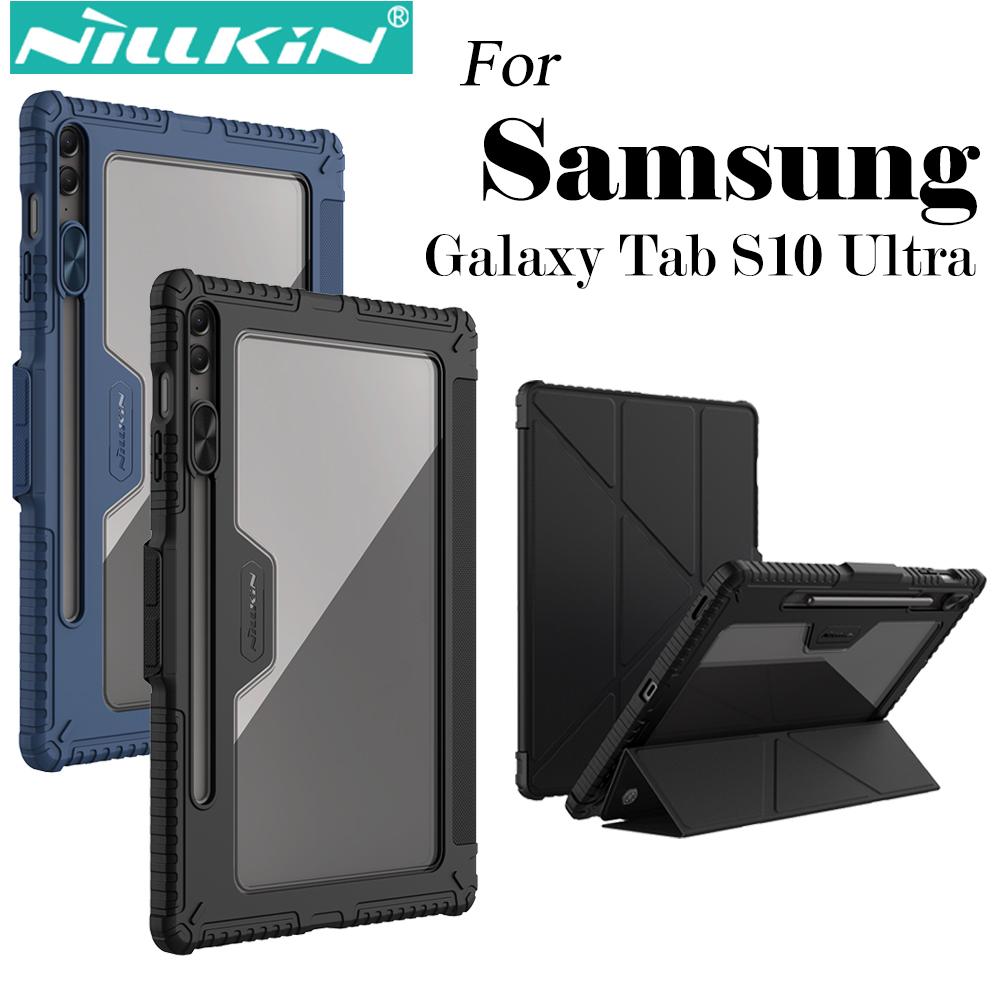 Nillkin Для Samsung Galaxy Tab S10 Ultra Слайдер для камеры Ударопрочный Жесткий ПК+Полиуретановая Кожа Бампер Защитный Чехол