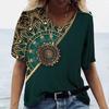 2023 Summer 5XL Women's T-Shirt Vintage Casual Black Fashion V Neck Pullover Short Sleeve Printed Loose Daily Tops Design Clothe