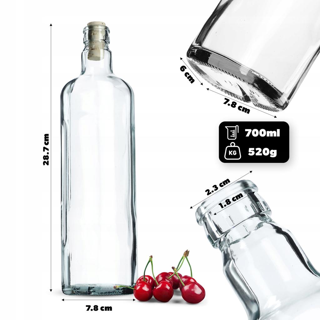 KADAX Butelka 700ml Na Wino Nalewki +Korek Fi21