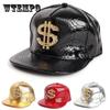 Rhinestone Golden Dollar Sign Snapback Cool Hippie Flat Brim Baseball Cap, Punk Trucker Hat for Casual Leisure Outdoor Sports, Dance & Skate Boarding