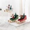 Rustic Sleigh Hanging Ornamen Nordic Christmas Figurine Decorations Xmas Tree Sled Pendant Gifts