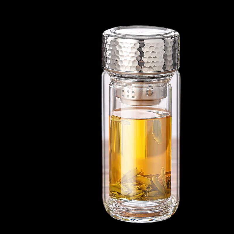Double-Walled Borosilicate Glass Tea Cup with Hammered Lid