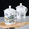Керамическая чайная чашка Jingdezhen с крышкой - Большой объем для офиса и встреч