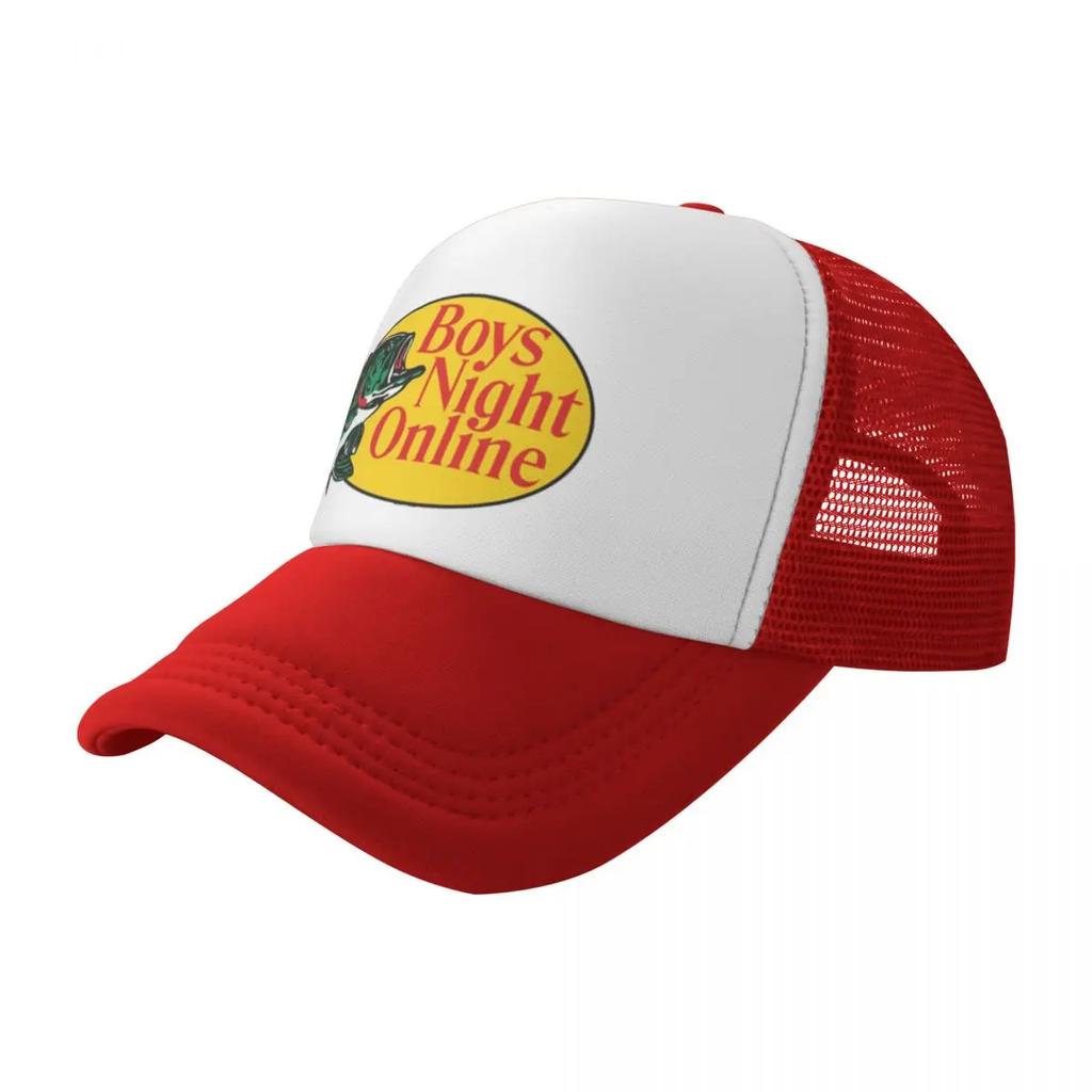New BNO Boys Night Online Bass Pro Fishing Printing Mesh Baseball Cap Unisexs Highend Snapback Caps  New Sunscreen Hat