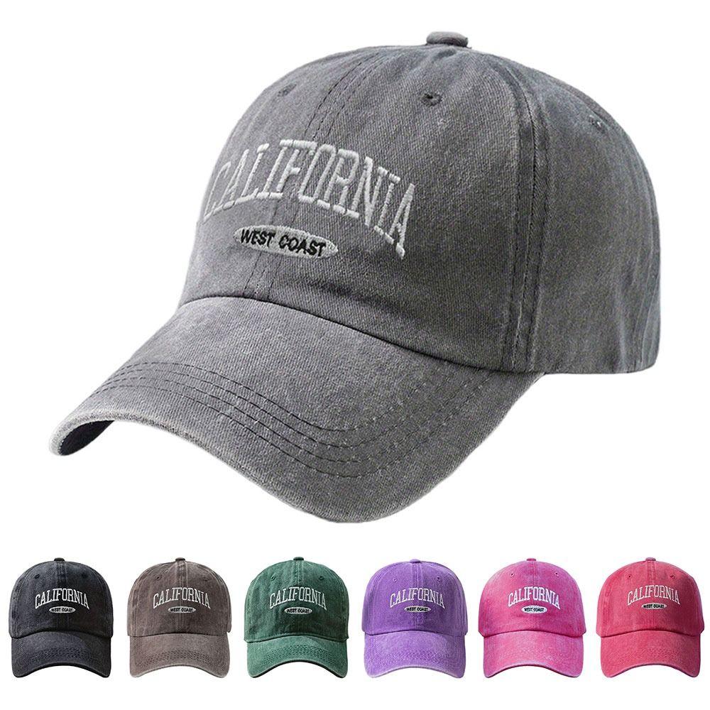 Unisex Embroidered Baseball Cap "California West Coast" Lettering Duckbill Cap for Women & Men