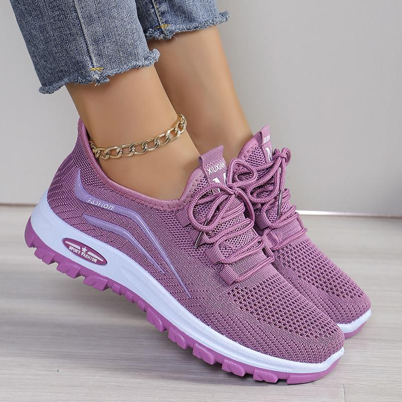 Fashion Lightweight Non Slip Walking Shoes for Women Mesh Breathable Knitted Sneakers Woman 2024 Spring Autumn Casual Purple Sneakers