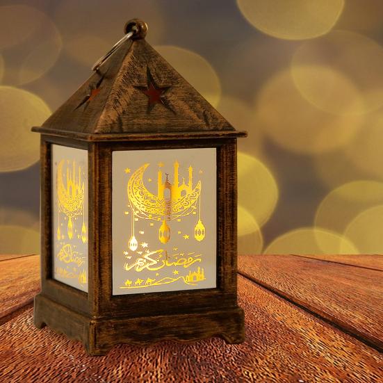 Рамадан Фонарь Настольный светодиодный светильник в стиле ретро Уникальный дизайн на батарейках Декоративный фонарь Подвесной светодиодный светильник-свеча