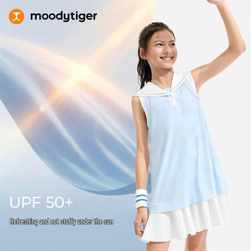 Девочковое быстросохнущее спортивное платье-майка MoodyTiger с защитой от солнца