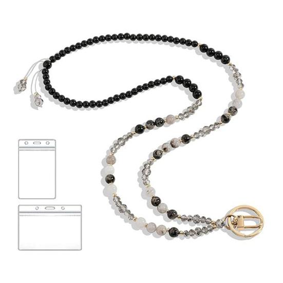 Натуральный камень искусственный кристалл держатель для карт регулируемый шнурок для удостоверения личности женский держатель для бейджа ручной работы из бисера шнурок