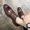 Men's Retro British Leather Shoes Men's Business Dress Casual Youth Breathable Pointed Shoes Groom Wedding Gift Shoes