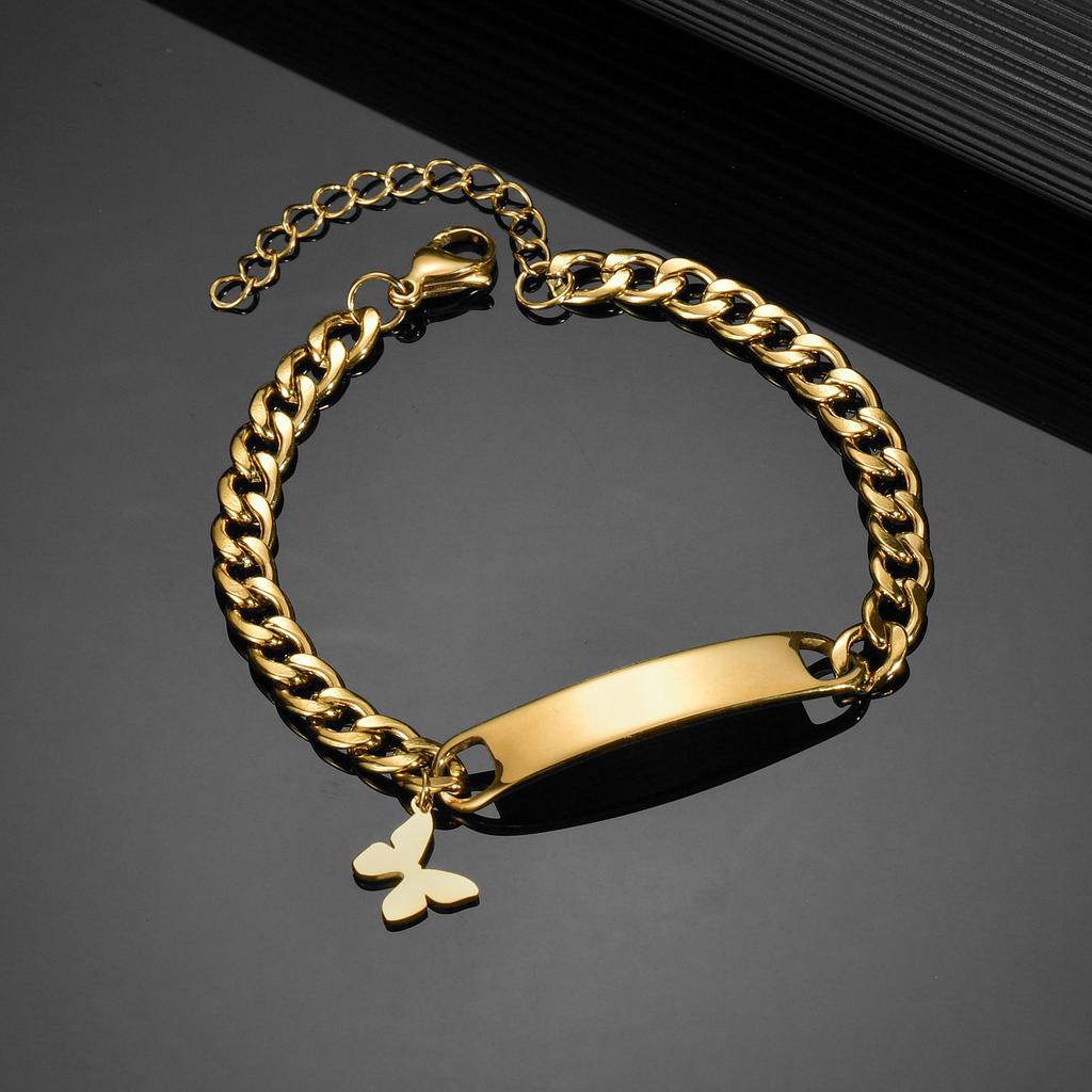 Atoztide Personalized Engrave Name Bracelet For Men Women Kids Stainless Steel Heart Adjustable Figaro Chain Family Jewelry Gift