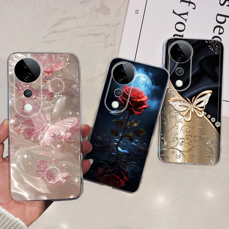 Flower Butterfly Women Fashion Back Cover For Vivo S19 Pro 5G V2362A Phone Funda Transparent Soft TPU Slim Silicone Bumper Etui