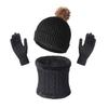 Комплект из 3 предметов: зимняя шапка, шарф, перчатки, однотонный, с текстурой «косичка», с бархатной подкладкой, зимняя шапка, грелка для шеи, комплект перчаток, экипировка для холодной погоды