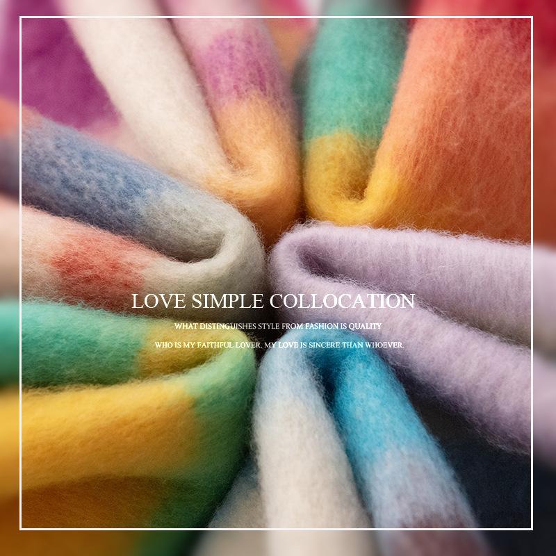 Fluffy Big Pull Hair Scarf Women's High-end Sense New Maillard Plaid Autumn and Winter Shawl Warm Fashion Trend