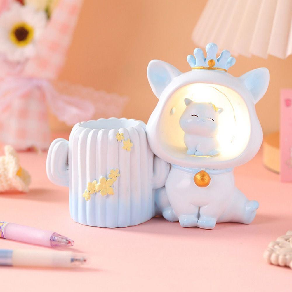 Cartoon Astronaut Pen Holder Little Bear/Pig Astronaut Ornament Makeup Brush Holder School