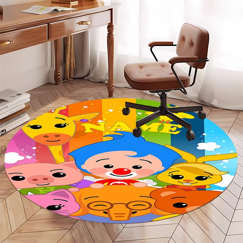 Custom Name Plim Plim Printed Round Rug Carpet Chair Rug Area Rug Entryway Doormats,for Office Chair Living Room Bedroom Kitchen Room.