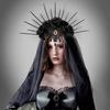 Halloween Wedding Dress Veil Headband Goth Crown Mesh Black Rose Retro