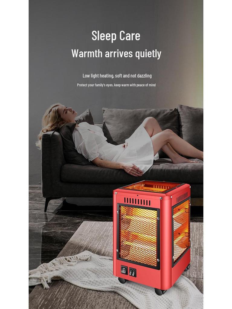 Бесшумный передвижной пятисторонний кварцевый трубчатый электрический камин-обогреватель