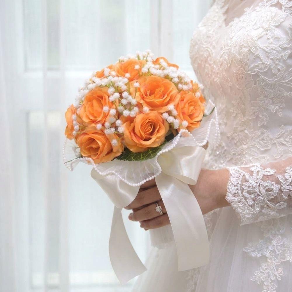 Exquisite Bridal Bouquet Baby's Breath White Rose Bouquet  Bride Accessories