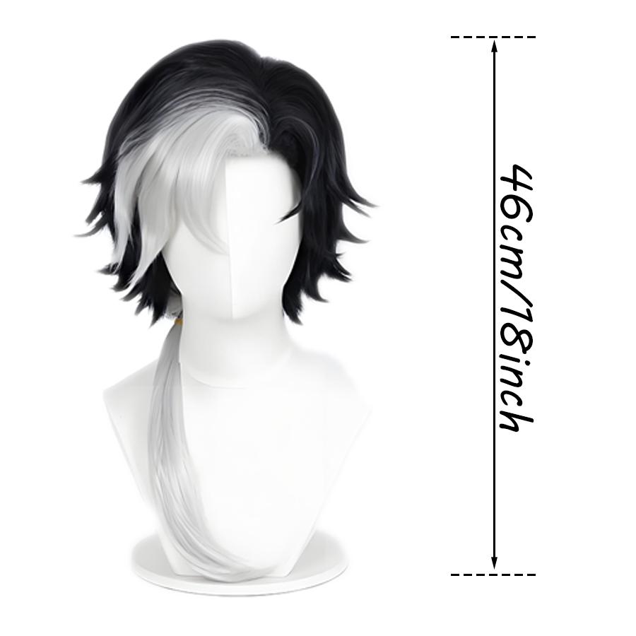 Identity V Joseph Cosplay Wig Short Black White Ombre Synthetic Hair Anime Character Costume Party