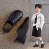 Boys Black Leather Shoes Soft Leather Soft Soles Show Spring Show Little Girls British Students Children's Shoes Big Children's Single Shoes