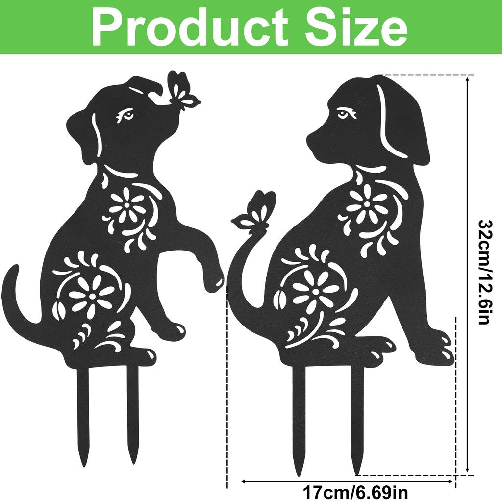 2 шт. Металлические садовые статуэтки животных Декоративные Имитация Кошка Собака Газонные колышки Креативный Садовый Декор для Дома Улицы Сада Двора