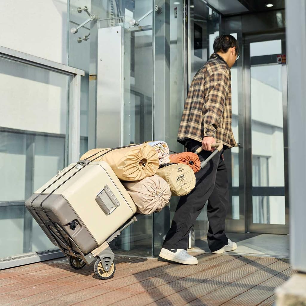 Naturehike BBQ Folding Carry Load Capacity Three Usage Handle Height Convergence Double All Terrain Outdoor Sports Outdoor Wagon Cart, 120kg,