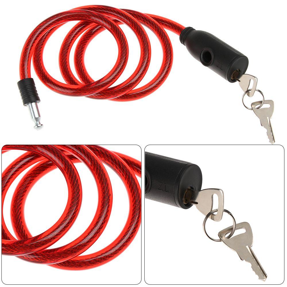 Chain Cable Anti-Theft Bike Accessories Scooter Safety Steel Spiral Cable Bicycle Lock With 2 Keys