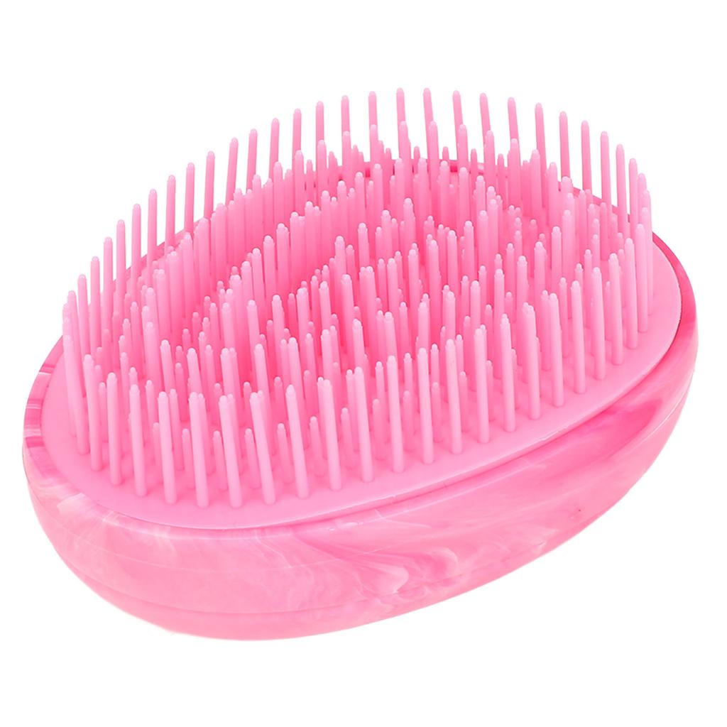 4pcs Rosy Red Egg Shape Detangling Brush Bright Marble Effect Portable Styling Comb Hair Brush