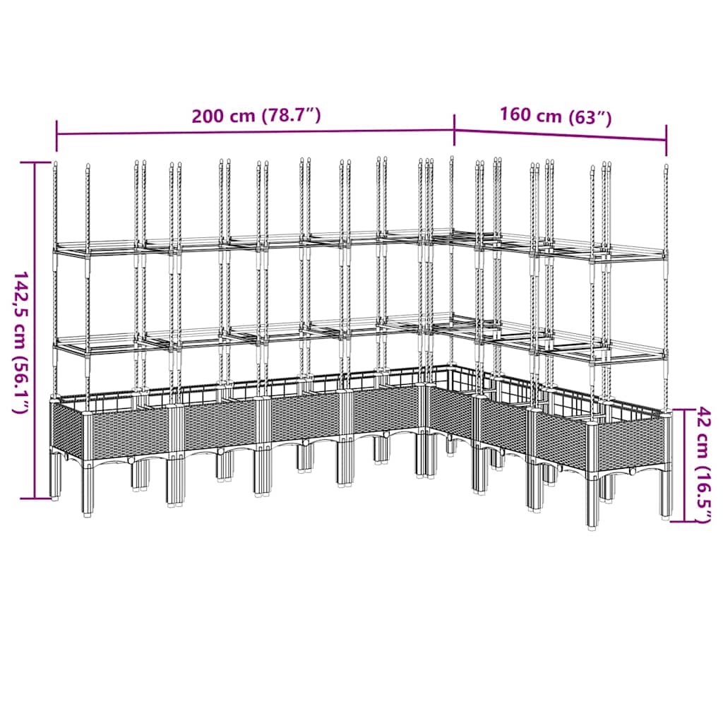 Planter with Trellis White 200 x 160 x 142.5 cm PP