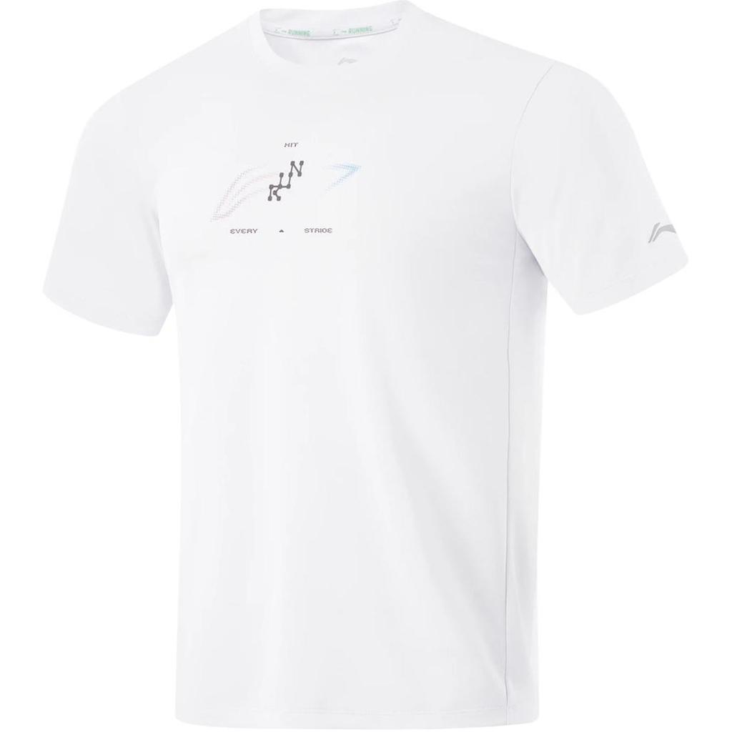 Li Ning Running Series Letter Round Neck Comfortable Breathable Short Sleeve T-Shirt Men Tops Standard-White ATSU201-2