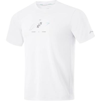 Футболка Li Ning Running Series с круглым вырезом, удобная, дышащая, с коротким рукавом, мужская, стандартная, белая ATSU201-2