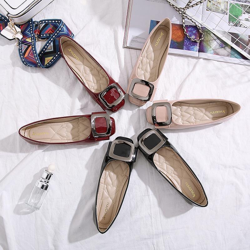 Весна Лето Плоские Туфли Женские Элегантные Офисные Туфли Мягкие Черные Красные Большие Размеры 43