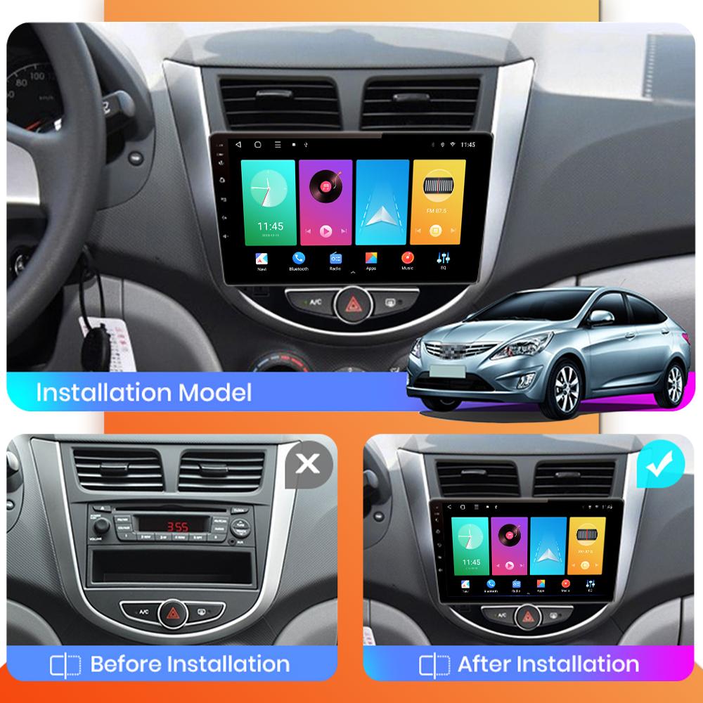 Автомобильное радио Android Auto Carplay для Hyundai Solaris Accent Verna 2010-2016, мультимедийный проигрыватель, головное устройство, стерео, GPS-навигация, BT WIFI 1+16 ГБ