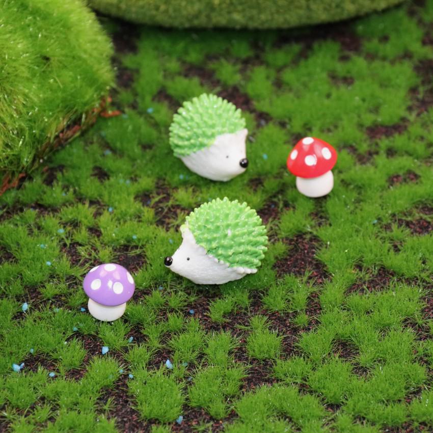 DIY Succulent Decoration: Creative Moss Bonsai with Cartoon Hedgehog, Small Resin Ornament