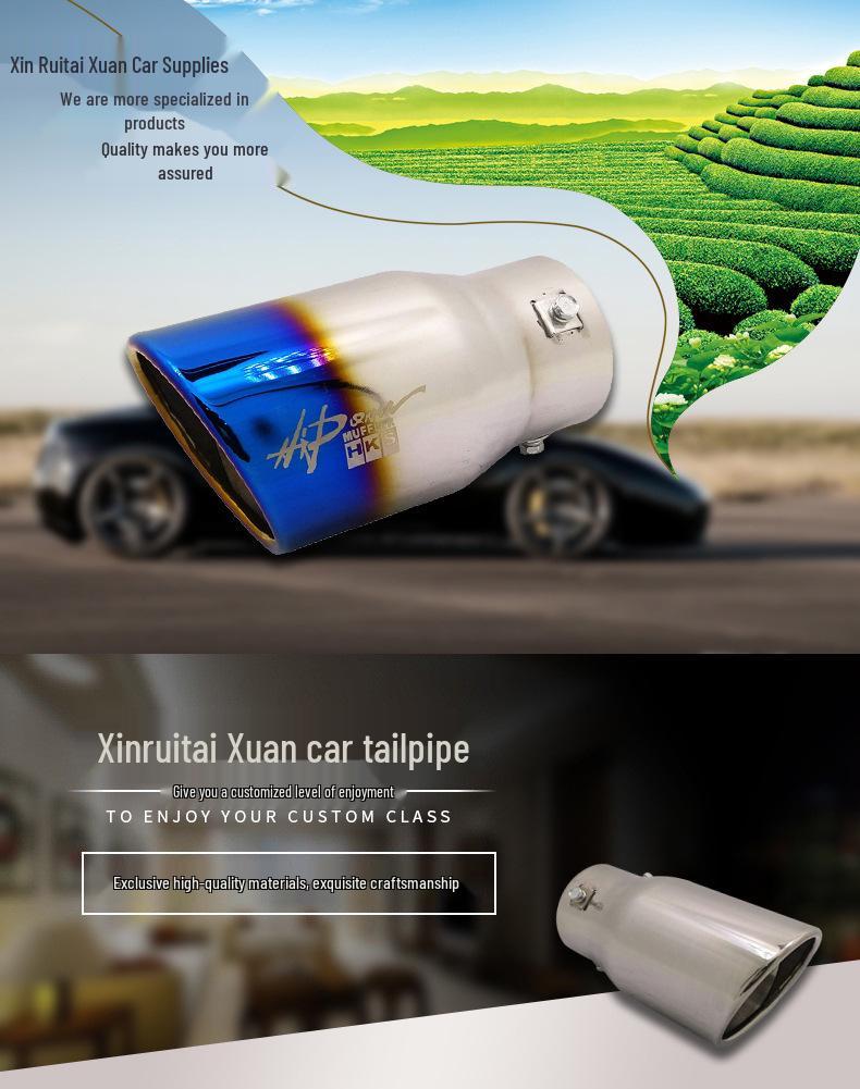 Stainless Steel Piano Black Exhaust Tailpipe for Prado, Reiz, Camry, RAV4, S6, and Civic.