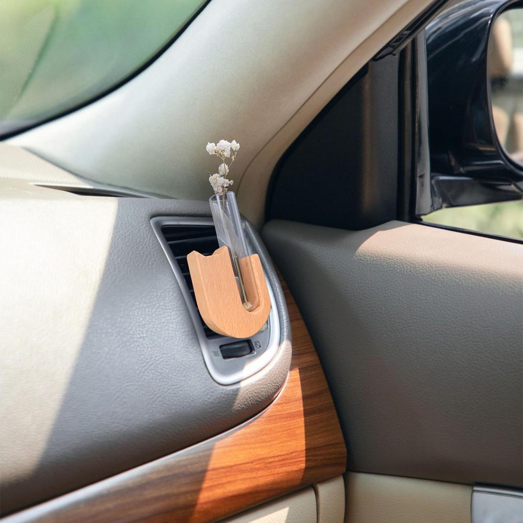 Автомобильная ваза для цветов, клипса на воздуховод, стеклянная подставка для размножения растений, деревянный автомобильный эстетический декор интерьера для седана