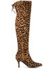 Allegra K Women's Leopard Print Knee-High Boots with Stiletto Heels, Size 24.0 cm, Winter