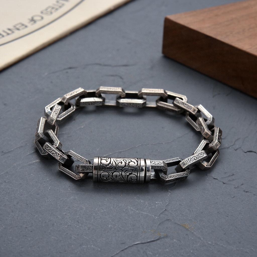 S925 Tyenivy Grass Pattern Retro Personalized Creative Geometric Bracelet Men 'S Hip Hop Trend Chain Jewelry Gift