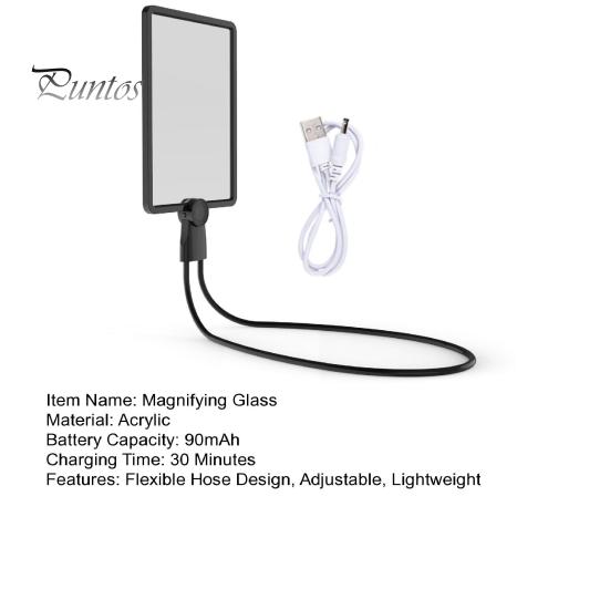 Rechargeable Hands Free Magnifying Glass with Light Flexible Gooseneck Design Large Viewing Area Reading Magnifier for Elderly